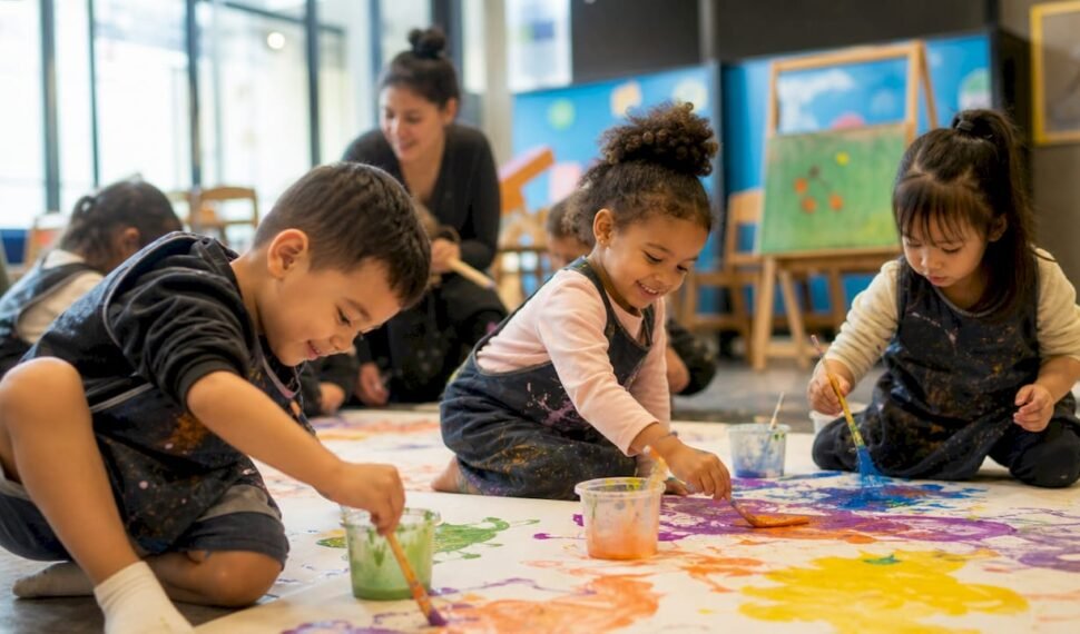 Preschoolers engaged in sensory play indoor field trip