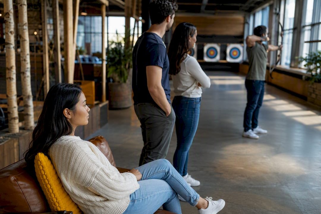 Friends using an accessible recreation venue