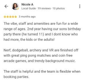 Kids Birthday Party Google Review 5