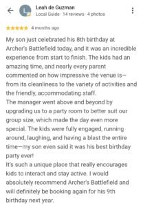 Kids Birthday Party Google Review 6